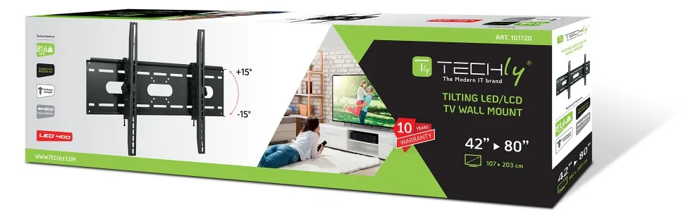 Techly Klammer - für LCD TV - Schwarz - Bildschirmgröße: 106.7-203.2 cm (42-80), Ansicht 3