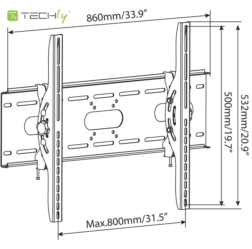 Techly Klammer - für LCD TV - Schwarz - Bildschirmgröße: 106.7-203.2 cm (42-80), Ansicht 6