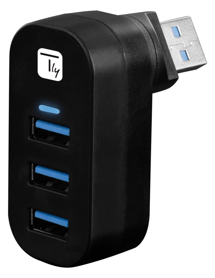 Techly Mini Rotating Hub with 3 USB 3.0 Ports Juodas