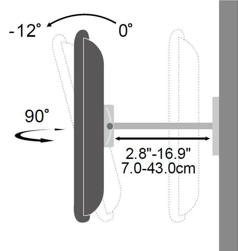 Techly MOTION LED400 - Befestigungskit (Wandmontage, Doppelarm) für LCD TV - Schwarz - Bildschirmgröße: 106.7-177.8 cm, Ansicht 5