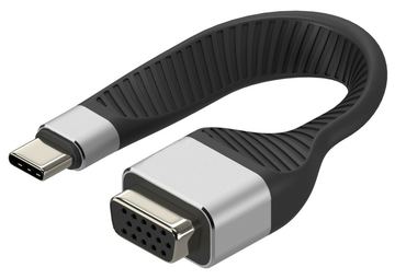 Techly USB-C Stecker auf VGA-Buchse kurz flaches FPC Kabel von LumaTech