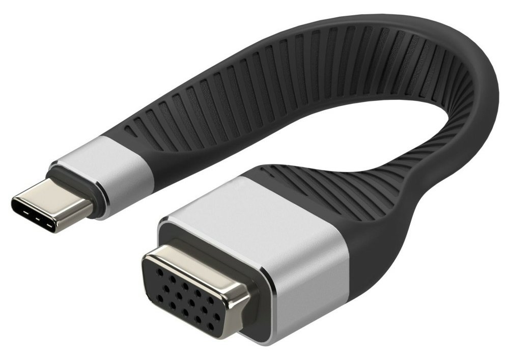 Techly USB-C Stecker auf VGA-Buchse kurz flaches FPC Kabel