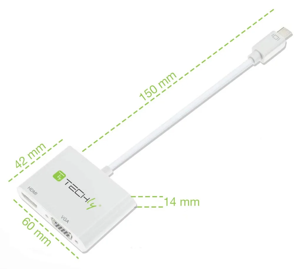 Techly Videokonverter - Mini DisplayPort - HDMI, VGA, Ansicht 5