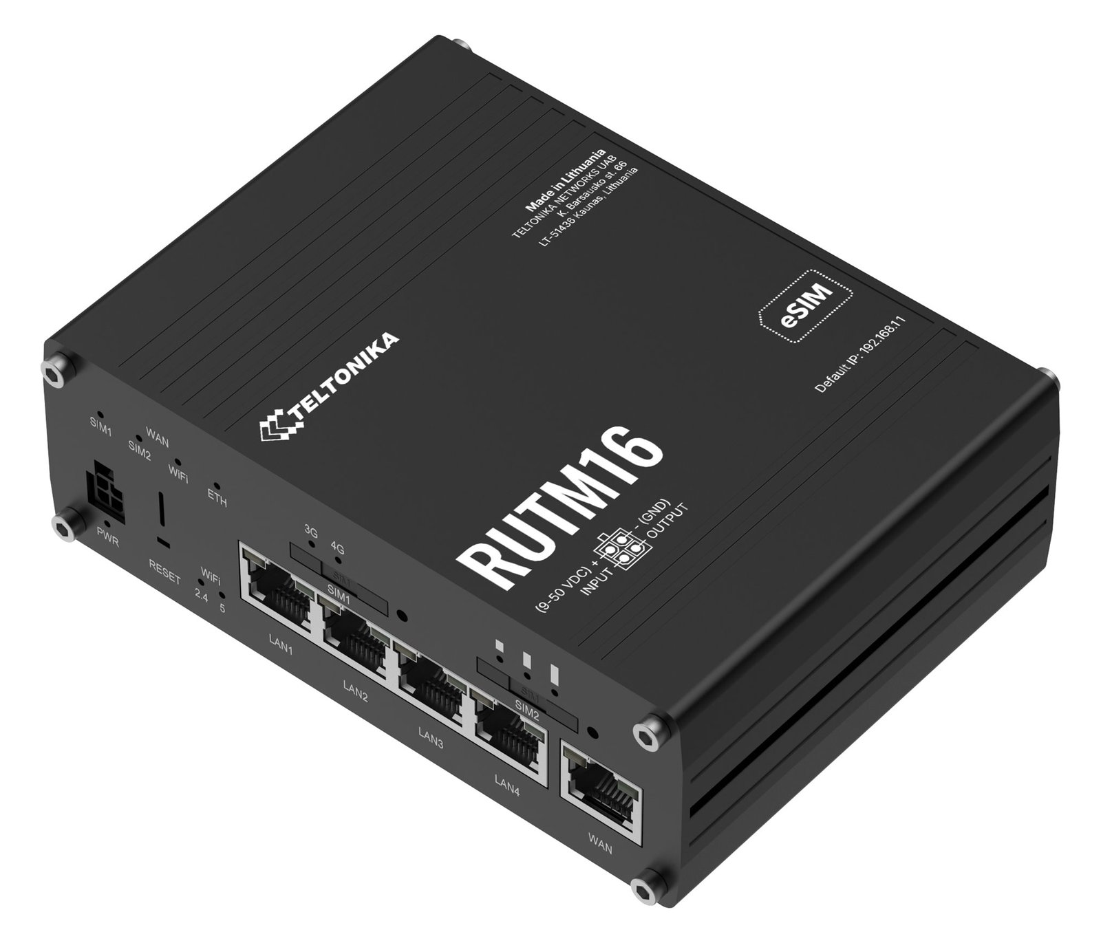 Teltonika RUTM16 4G/LTE DUAL-BAND eSIM WiFi Router with global Telit Modem - Router - WLAN