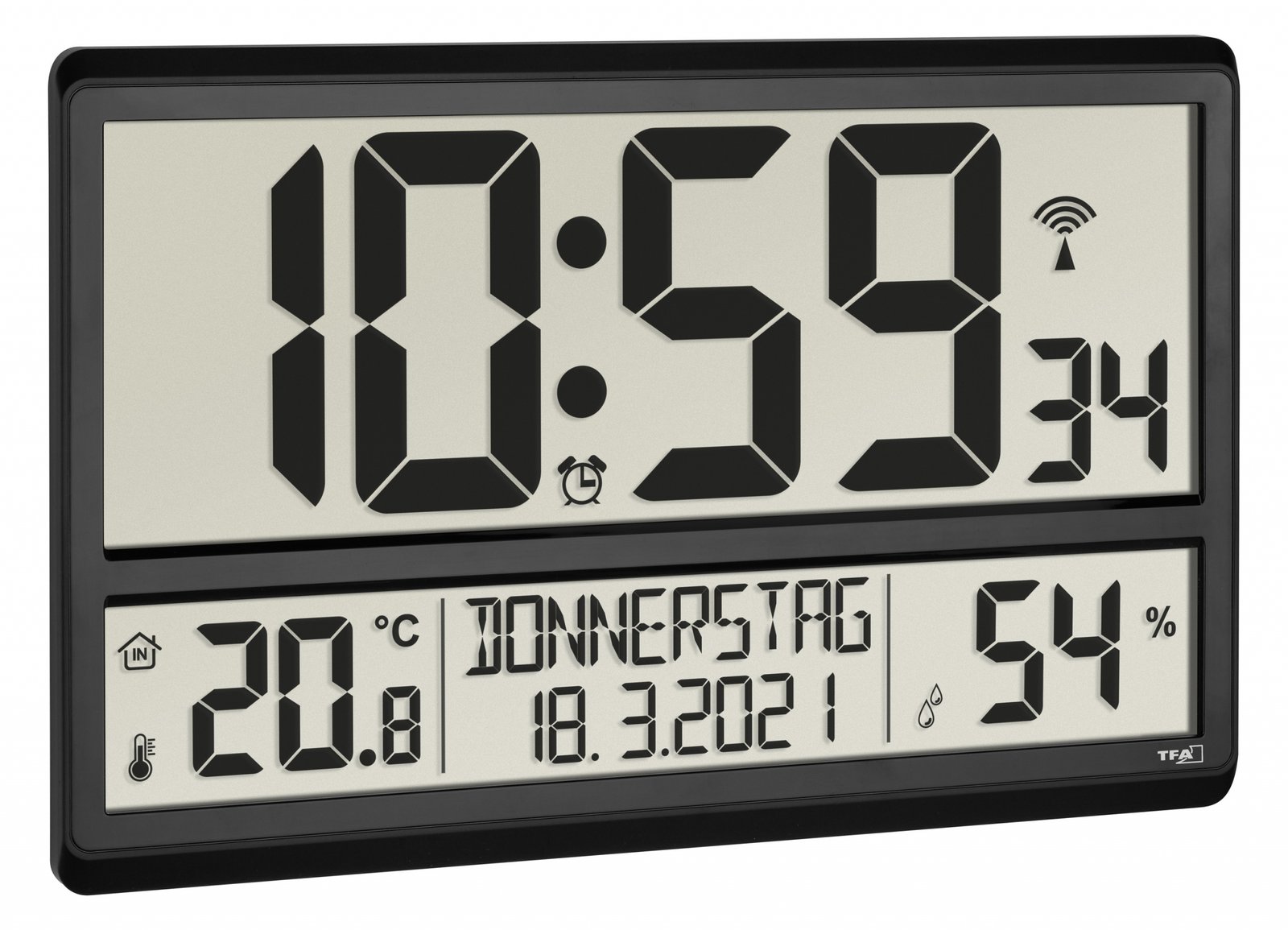TFA 60.4520.01 - Digitale Funk-Wanduhr - Schwarz - Kunststoff - Akku - AA - 360 mm