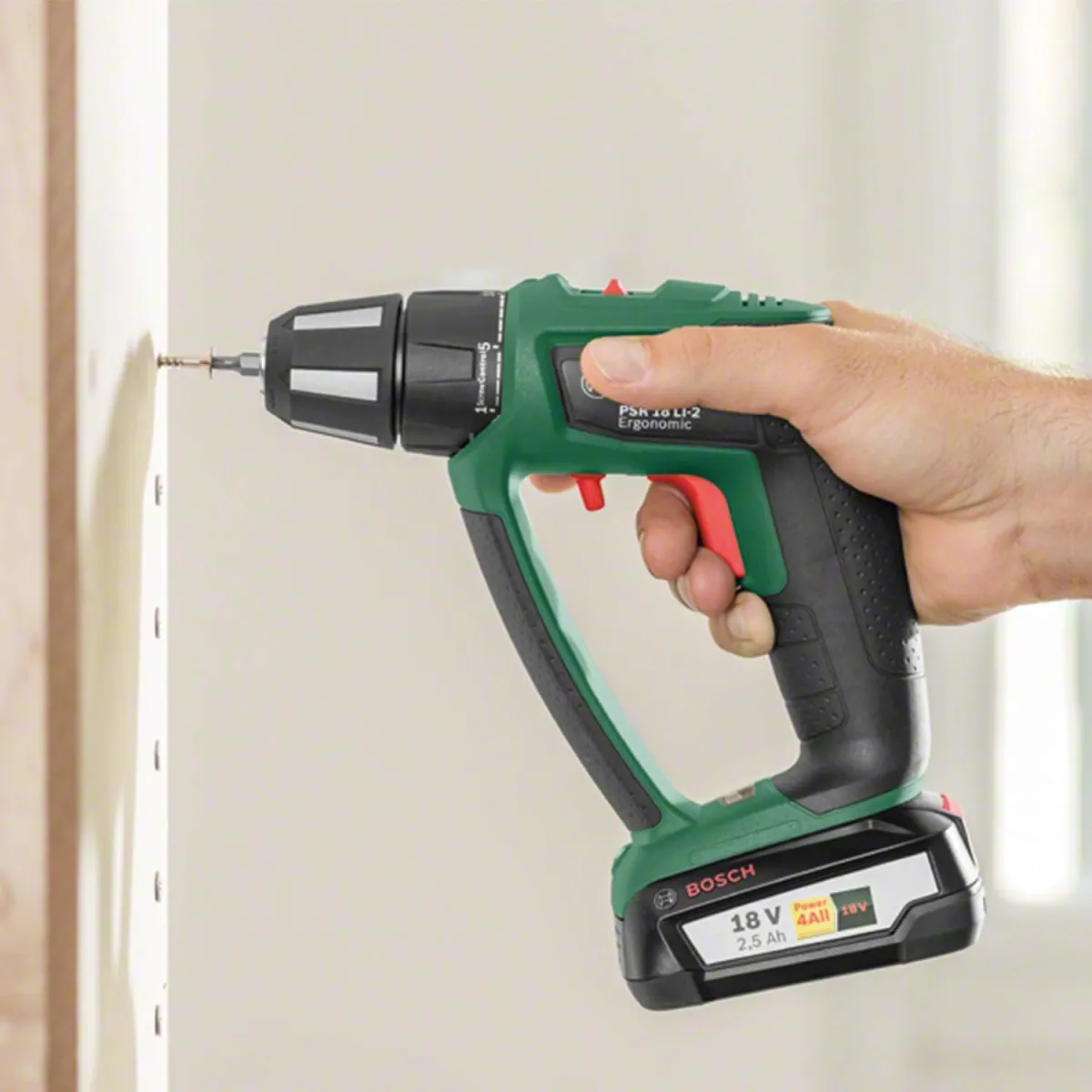 Bosch Home and Garden Bosch Akku Schlagbohrschrauber PSB 18 LI-2 Ergonomic (ohne Akku, 18 Volt System, bürstenloser Motor, im Karton), Grün, 06039B0302 — Bild 3