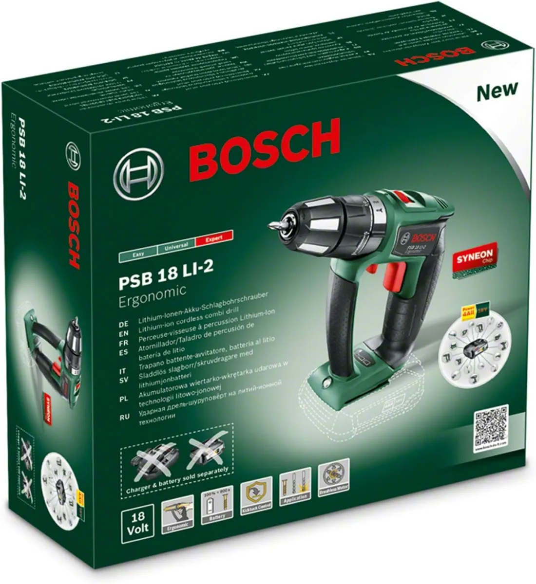 Bosch Home and Garden Bosch Akku Schlagbohrschrauber PSB 18 LI-2 Ergonomic (ohne Akku, 18 Volt System, bürstenloser Motor, im Karton), Grün, 06039B0302 — Bild 4