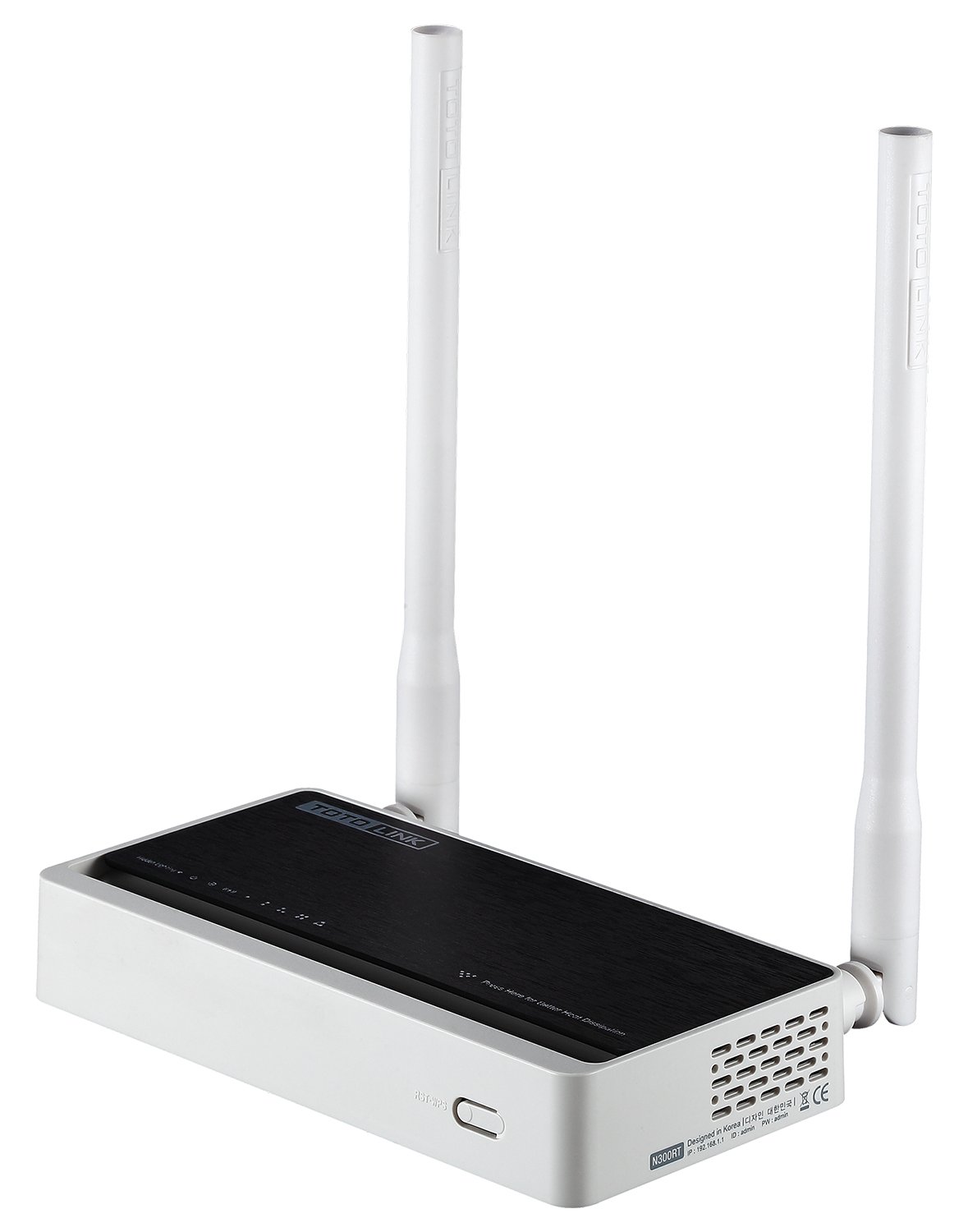 TOTOLINK N300RT - Wi-Fi 4 (802.11n) - Einzelband (2,4GHz) - Eingebauter Ethernet-Anschluss - Schwarz - Weiß