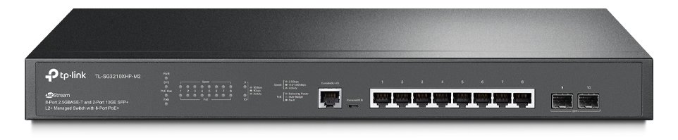 TP-LINK JetStream TL-SG3210XHP-M2 - V1 - Switch - managed - 8 x 10/100/1000 + 2 x SFP+ - an Rack montierbar