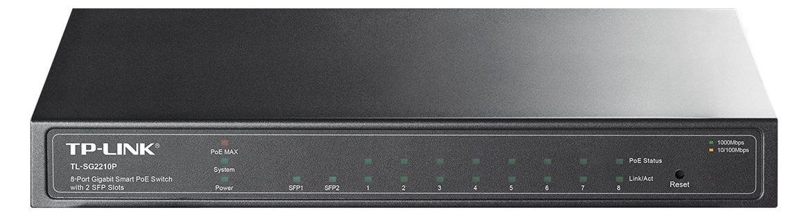 TP-LINK TL-SG2210P 8-Port Gigabit Smart PoE Switch with 2 SFP Slots - Switch - managed - 8 x 10/100/1000
