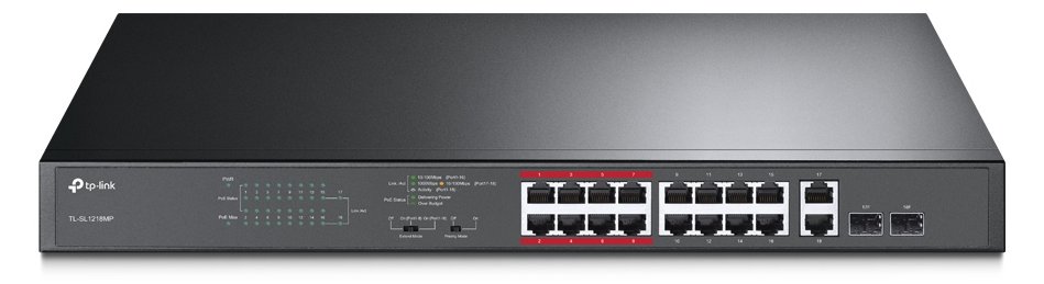 TP-LINK TL-SL1218MP - Switch - unmanaged - 16 x 10/100 (PoE+)