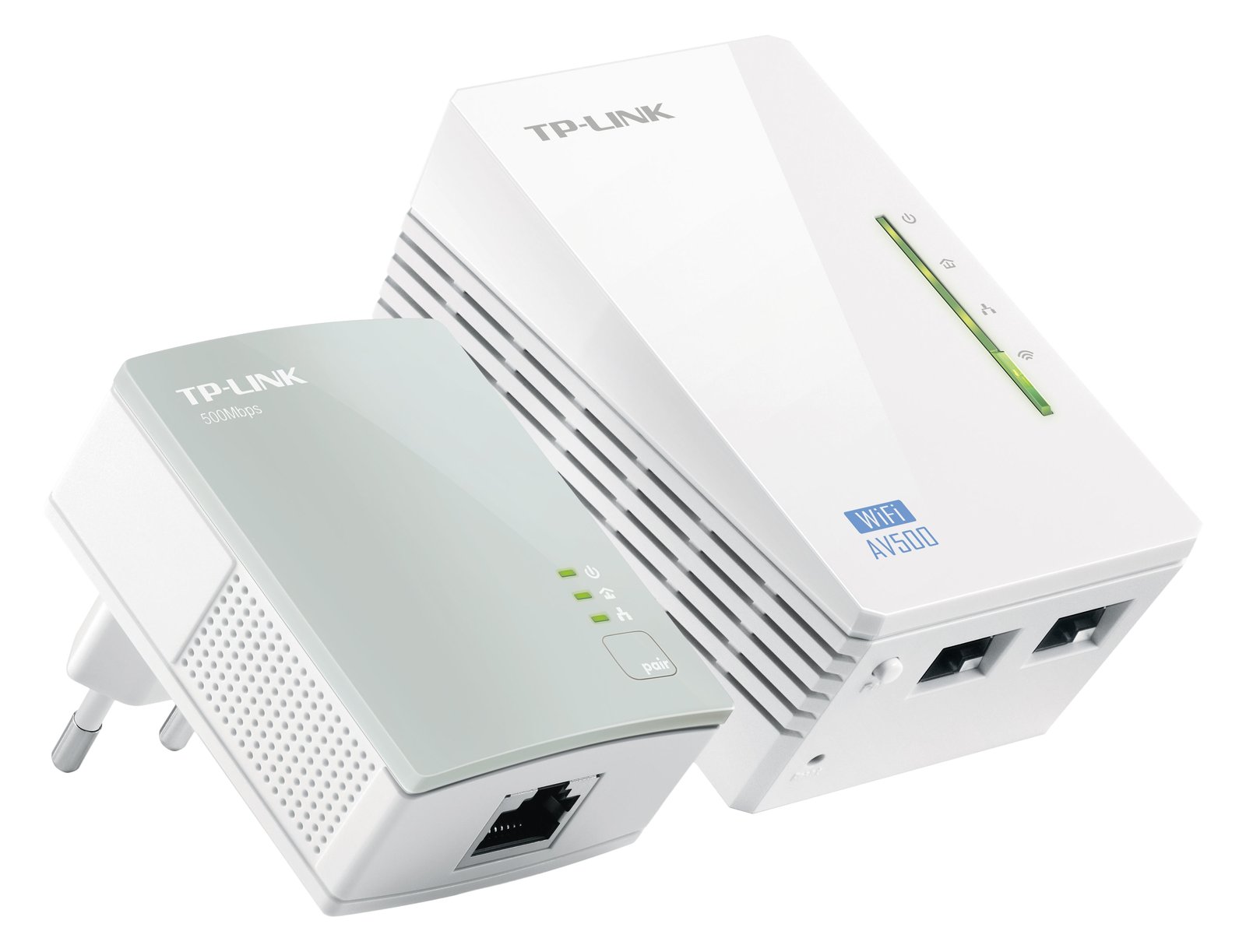 TP-LINK TL-WPA4220KIT AV500 2-Port Wifi Powerline Adapter Starter Kit - Powerline Adapterkit - HomePlug AV (HPAV)