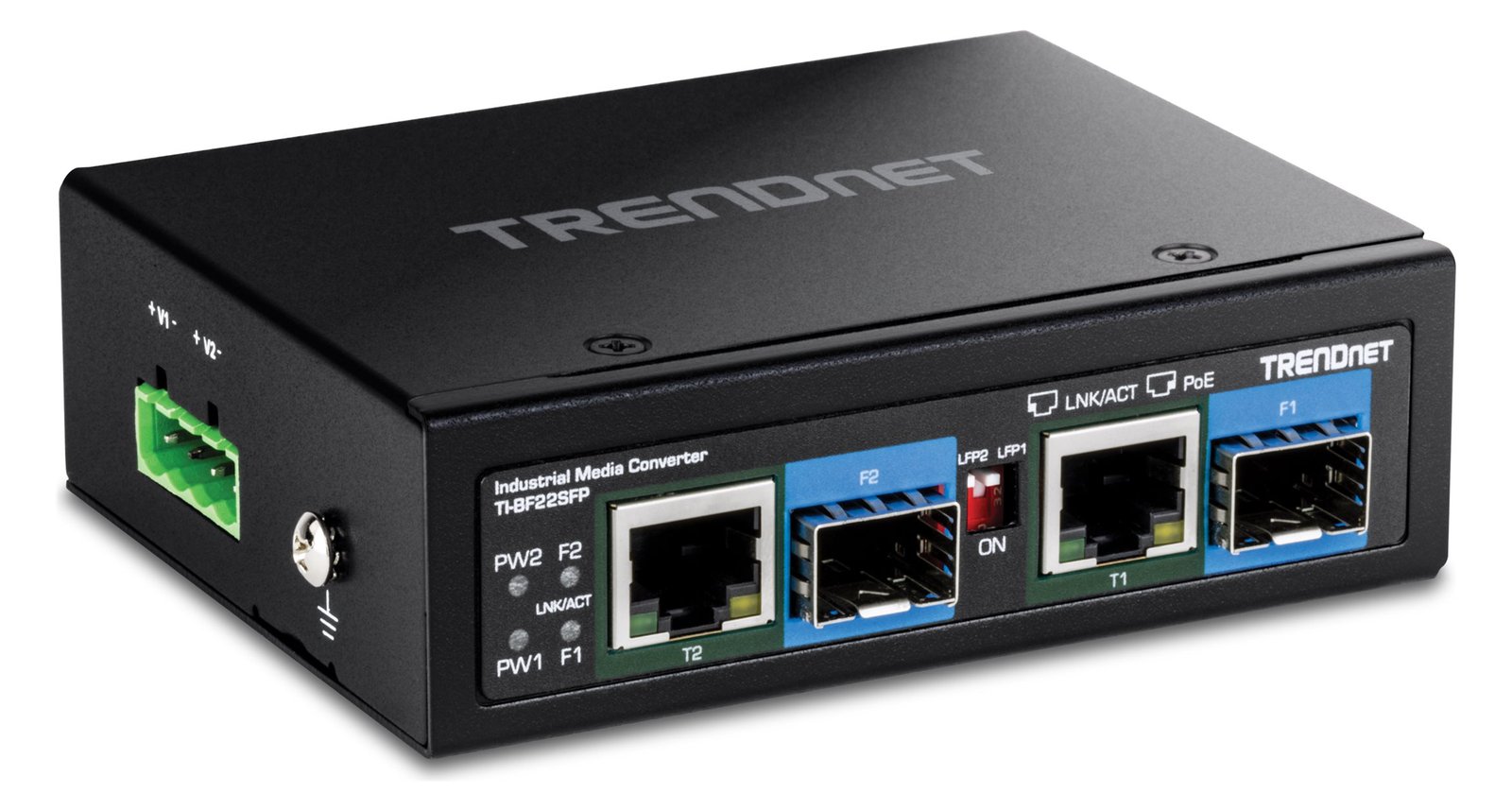 TRENDnet TI-BF22SFP Medien Konverter 2-Port Industrial SFP zu Gigabit PoE++