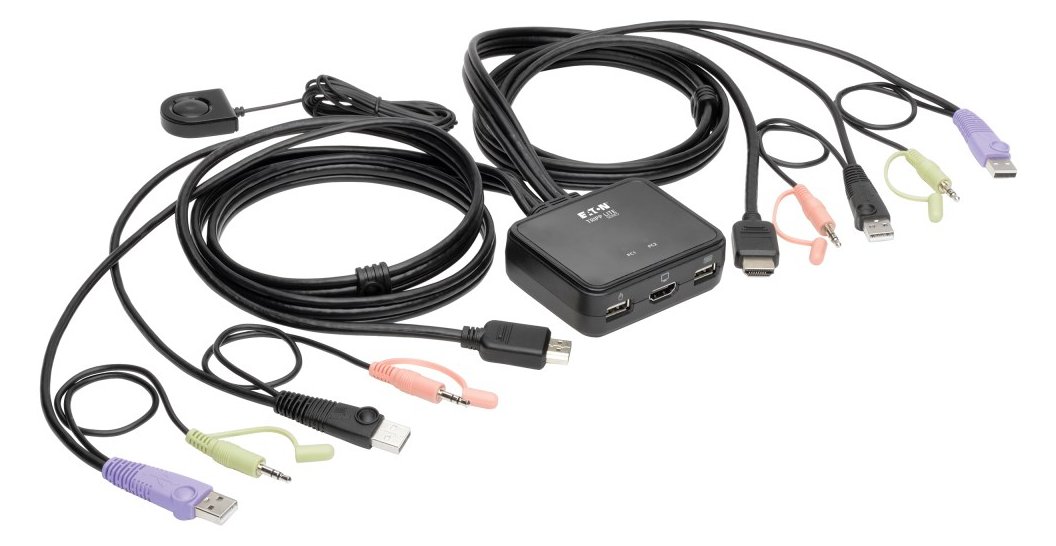Tripp Eaton Tripp Lite series 2-Port USB/HD Cable KVM Switch with Audio/Video, Cables and USB Peripheral Sharing