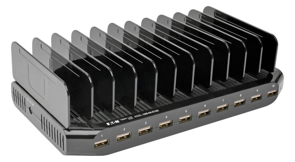 Tripp U280-010-ST-CEE 10-Port-USB-Ladestation mit einstellbarem Speicher - 12 V 8 A (96 W) USB-Ladegerät-Ausgang