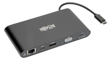 Tripp USB-C-Dual-Display-Dock - 4K HDMI - VGA - 4K Mini DP - Gbe - Kartenlesegerät - 3x USB-A-Anschlüsse von LumaTech