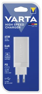 Varta Netzteil - 65 Watt - 3.25 A - PD, QC 3.0 - 3 Ausgabeanschlussstellen (USB, 2 x USB-C) von LumaTech