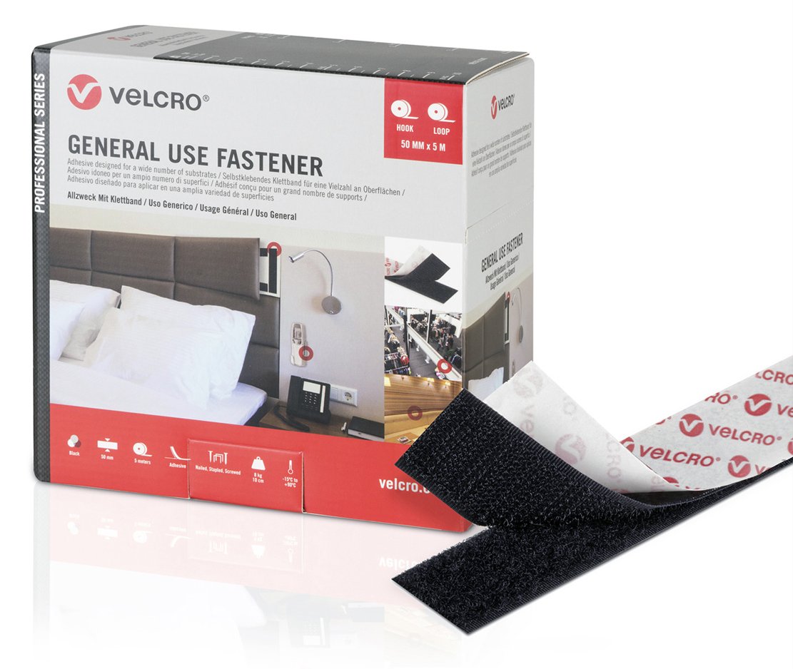 VELCRO je25m Haken-&Flauschbd 50mm Schwz VEL-PS20004