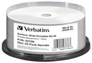 Verbatim 25 x BD-R - 25 GB 6x - breite bedruckbare Oberfläche