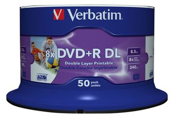Verbatim 50 x DVD+R DL - 8.5 GB 8x - mit Tintenstrahldrucker bedruckbare Oberfläche von LumaTech
