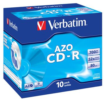 Verbatim AZO Crystal - 10 x CD-R - 700 MB 52x - Jewel Case (Schachtel) von LumaTech