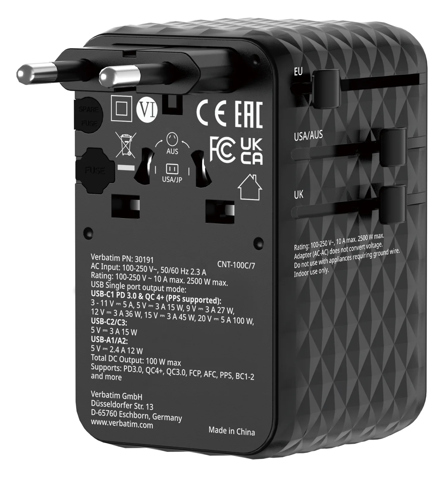Verbatim Charge´n´ Travel 100W Universal Adapter with, Ansicht 2