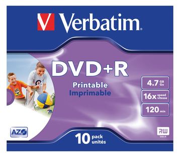 Verbatim DataLifePlus - 10 x DVD+R - 4.7 GB 16x - mit Tintenstrahldrucker bedruckbare Oberfläche - Jewel Case von LumaTech