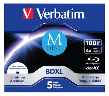 Verbatim M-Disc - 5 x BD-R XL - 100 GB 4x - mit Tintenstrahldrucker bedruckbare Oberfläche - Jewel Case (Schachtel) von LumaTech