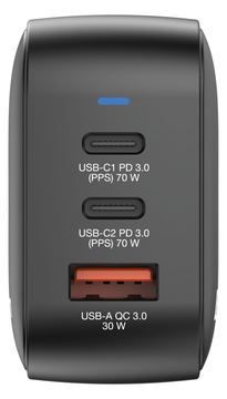 Verbatim Netzteil - GaN - 70 Watt - 5 A - PD 3.0, PD/PPS, QC 4.0 - 3 Ausgabeanschlussstellen (2 x USB-C, USB) von LumaTech