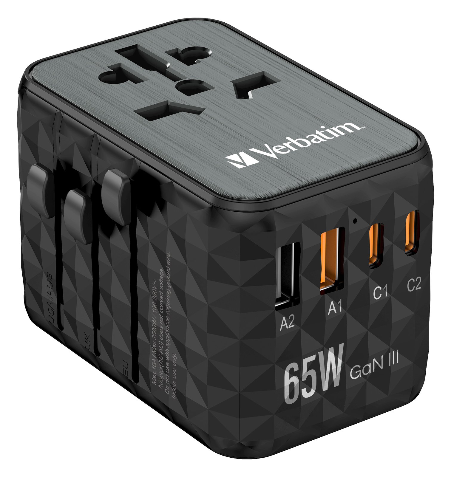 Verbatim UTA-05 - Netzteil - GaN III, universal - 65 Watt - 5 A - Apple Fast Charge, Fast Charge, PD 3.0, QC 3.0, QC 4+