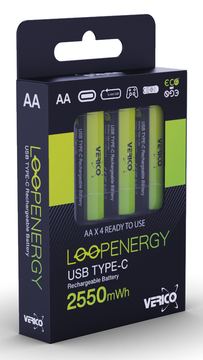 Verico LoopEnergy Li-Ion Akku AA2550 USB-C 4er Pack retail - Akku - Mignon (AA) von LumaTech