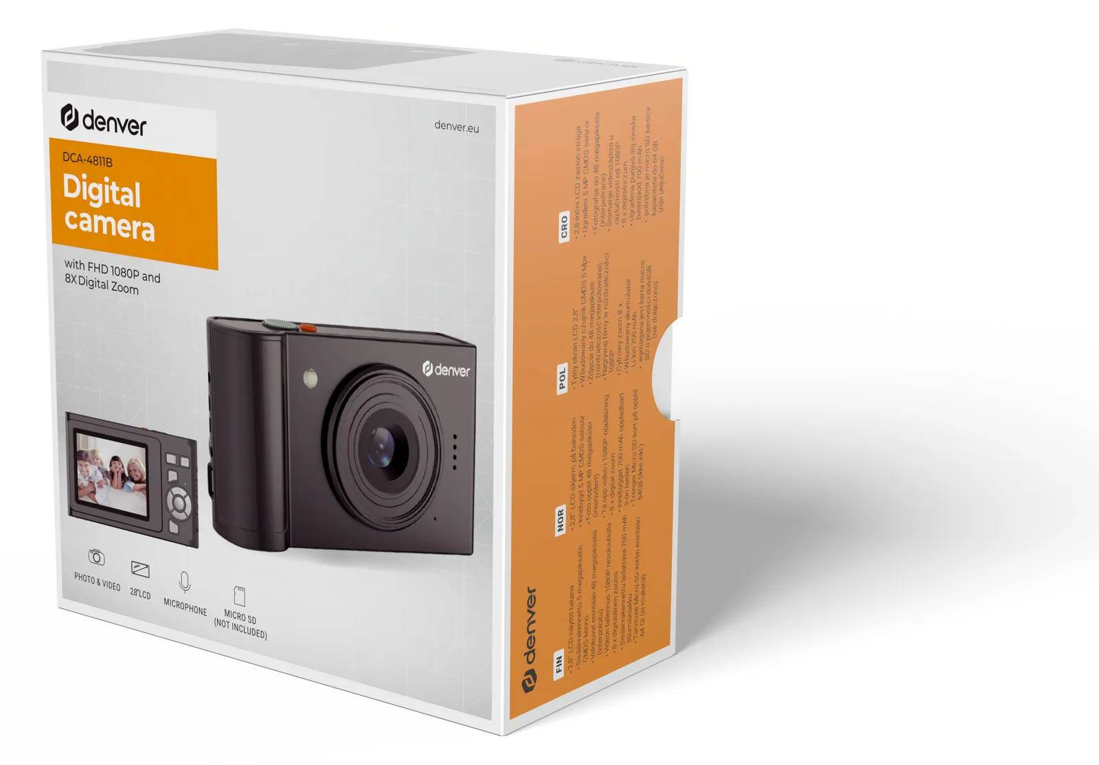 Inter Sales DENVER DCA-4811 - Digitalkamera - Kompaktkamera - 5.0 MPix / 48.0 MP (interpoliert) - Schwarz, Ansicht 3