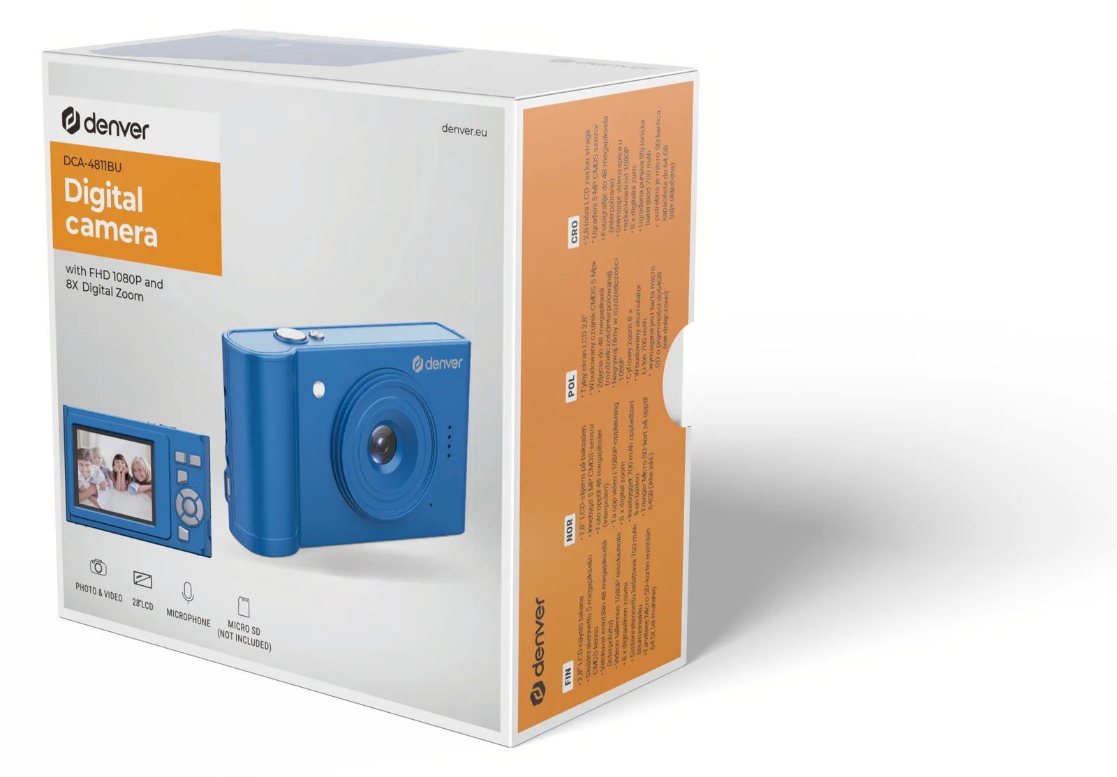 Inter Sales DENVER DCA-4811 - Digitalkamera - Kompaktkamera - 5.0 MPix / 48.0 MP (interpoliert) - Blau, Ansicht 3