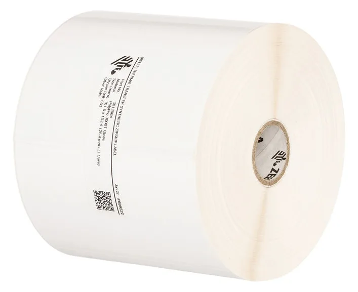 Zebra PolyO 3100T - Polyolefin - halbglänzend - permanenter Klebstoff - weiß - 102 x 152 mm 3800 Etikett(en) (4 Rolle(n), Ansicht 2