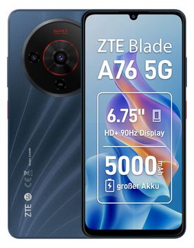ZTE Blade A76 5G - 5G Smartphone - Dual-SIM - RAM 6 GB / Interner Speicher 128 GB - Stardust Black von LumaTech