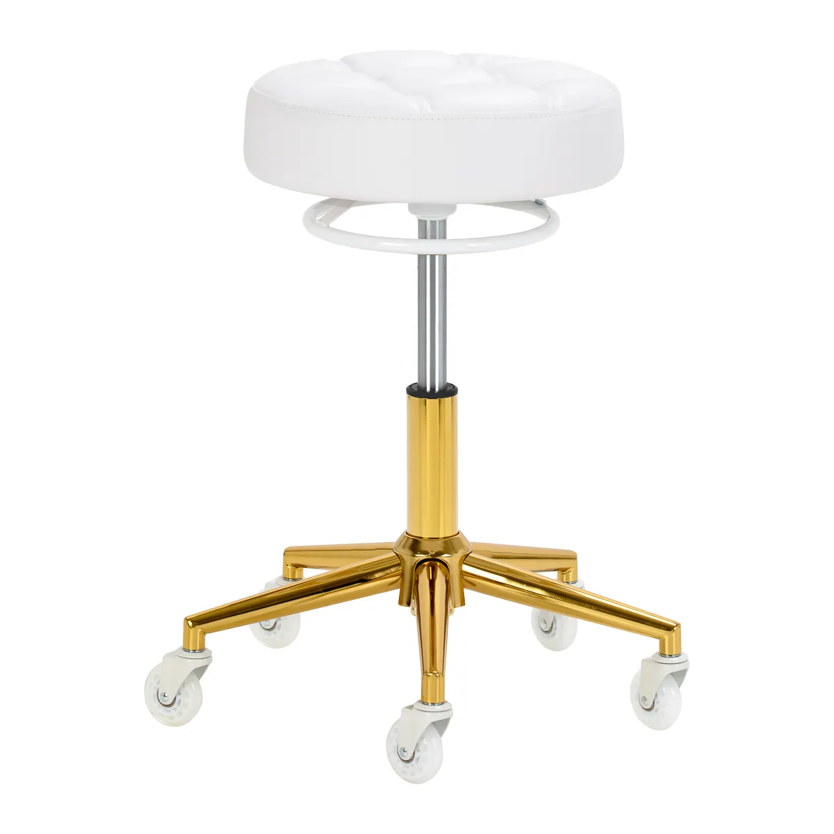 Friseurhocker Kosmetikhocker Gabbiano D054G weiß-gold, Ansicht 2