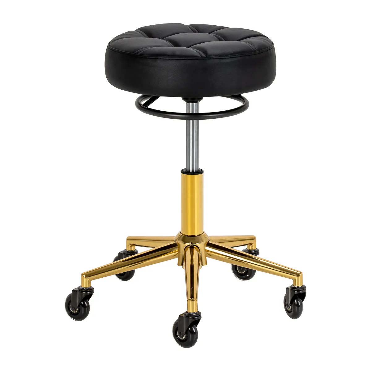 Friseurhocker Kosmetikhocker Gabbiano D054G schwarz-gold, Ansicht 2