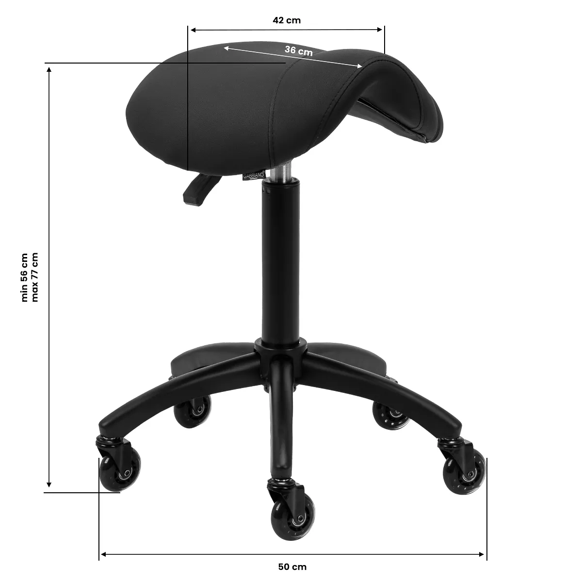 Friseurhocker Kosmetikhocker Gabbiano D032 schwarz, Ansicht 3
