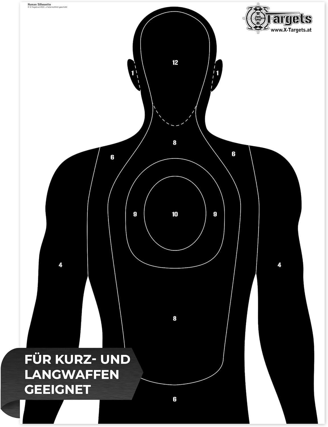 X-Targets Große Zielscheiben Human Silhouette / 50x70 cm/Papier 120g/m² (20 Stück)