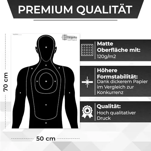 X-Targets Große Zielscheiben Human Silhouette / 50x70 cm/Papier 120g/m² (20 Stück), Ansicht 3