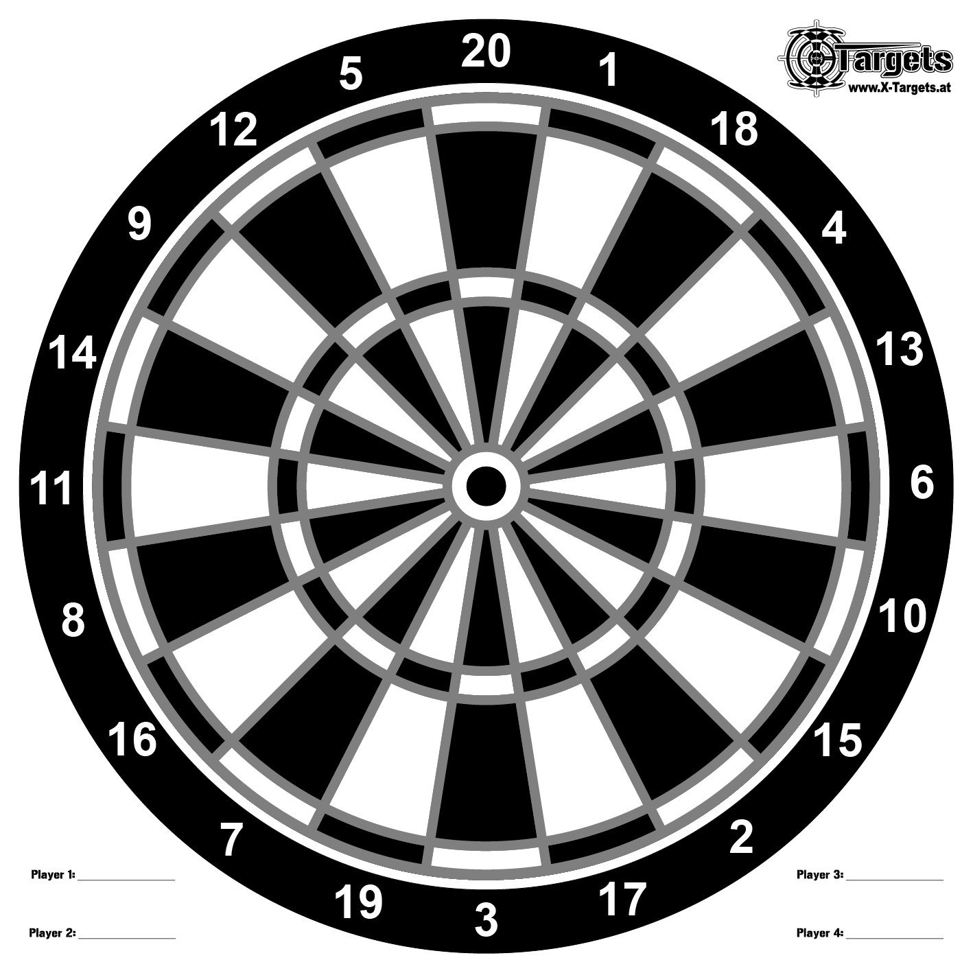 X-Targets Zielscheiben Darts/Format: 50x50 cm/Papier 120g/m²