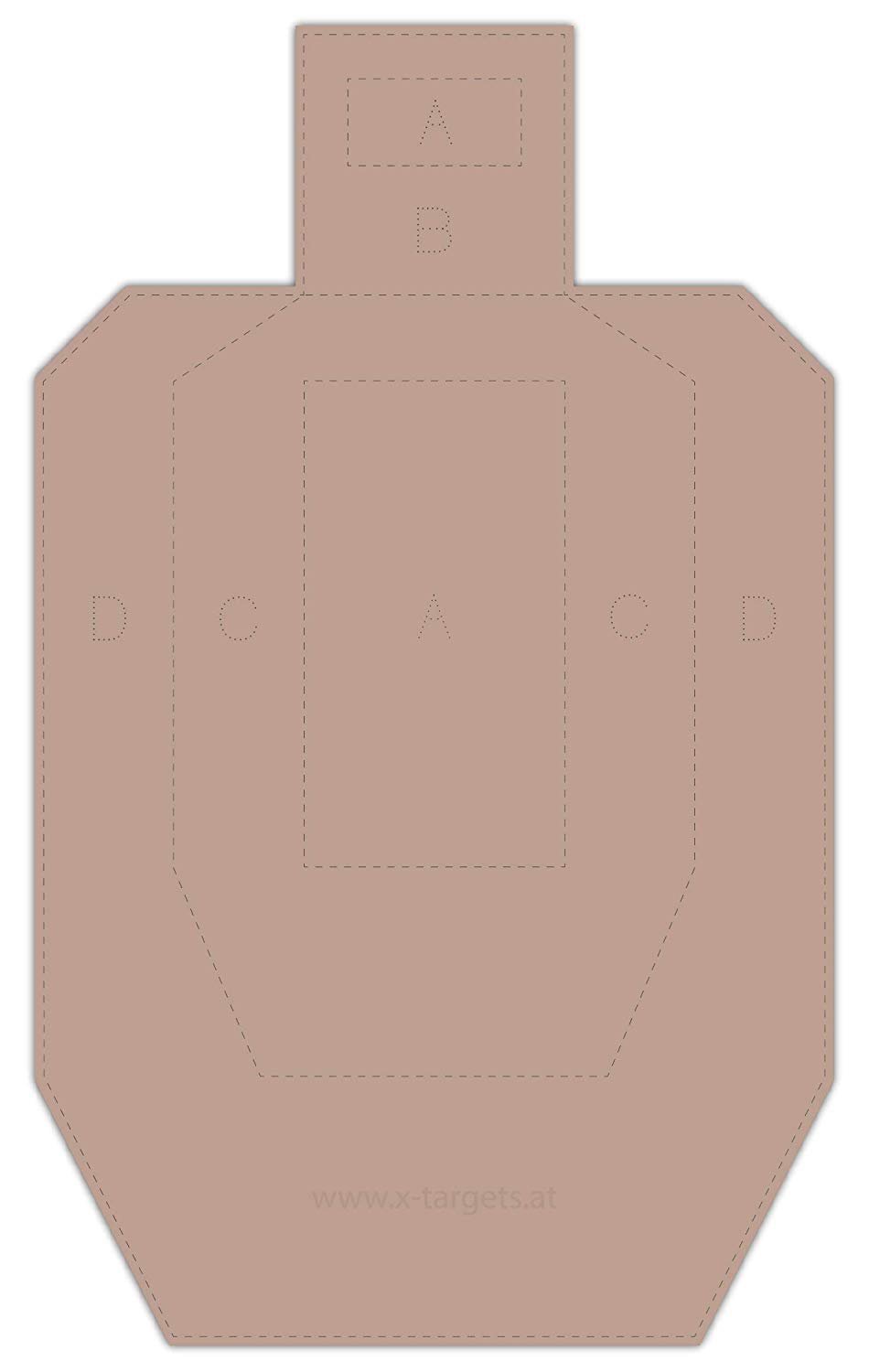 USPSA/IPSC Metric Wettkampfscheibe/Wellpappe Braun/Weiß/Format 46 x 76 cm
