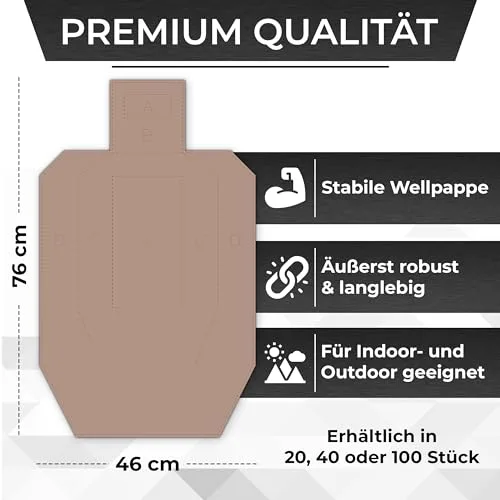 USPSA/IPSC Metric Wettkampfscheibe/Wellpappe Braun/Weiß/Format 46 x 76 cm, Ansicht 3