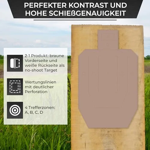 USPSA/IPSC Metric Wettkampfscheibe/Wellpappe Braun/Weiß/Format 46 x 76 cm, Ansicht 4