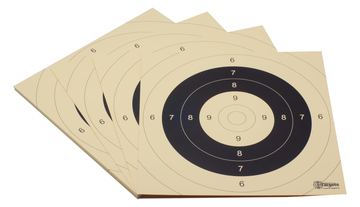 Zielscheiben *P25 Target* | 26x26 cm | Schießscheibenkarton 200g/m² | Ideal für Präzision und Mehrdistanz schießen | 9er, 10er und Mouche in Papierfarbe (500 Stück) von X-Targets