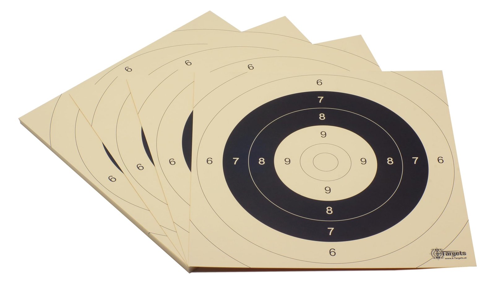 Zielscheiben *P25 Target* | 26x26 cm | Schießscheibenkarton 200g/m² | Ideal für Präzision und Mehrdistanz schießen | 9er, 10er und Mouche in Papierfarbe (500 Stück)