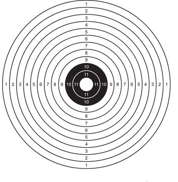 X-Targets Luftgewehr Zielscheiben 14x14 cm aus hochwertigem Spezialkarton für Luftgewehr, Airsoft, Luftpistole, nummeriert 1-11 mit weißem Zentrum