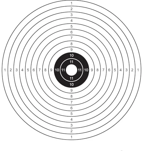 X-Targets Luftgewehr Zielscheiben 14x14 cm aus hochwertigem Spezialkarton für Luftgewehr, Airsoft, Luftpistole, nummeriert 1-11 mit weißem Zentrum, Ansicht 2