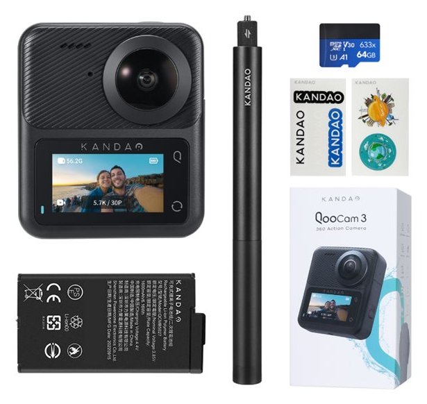 Kandao QooCam 3 360° Action Camera - Travel Combo