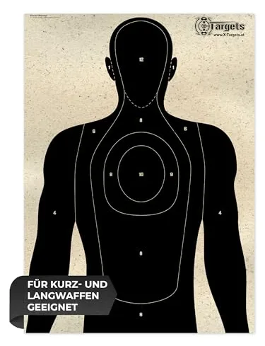 X-Targets Geisel Zielscheiben 70x50 cm, 120g/m² Graspapier mit sichtbaren Einschusslöchern und blendfreier Oberfläche für Sportschützen, Verteidigungstraining, Polizei, Airsoft (Ohne Gesicht/100), Ansicht 2